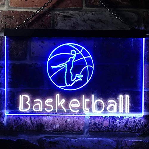 Sports Man Cave Basketball Dual LED Neon Light Sign